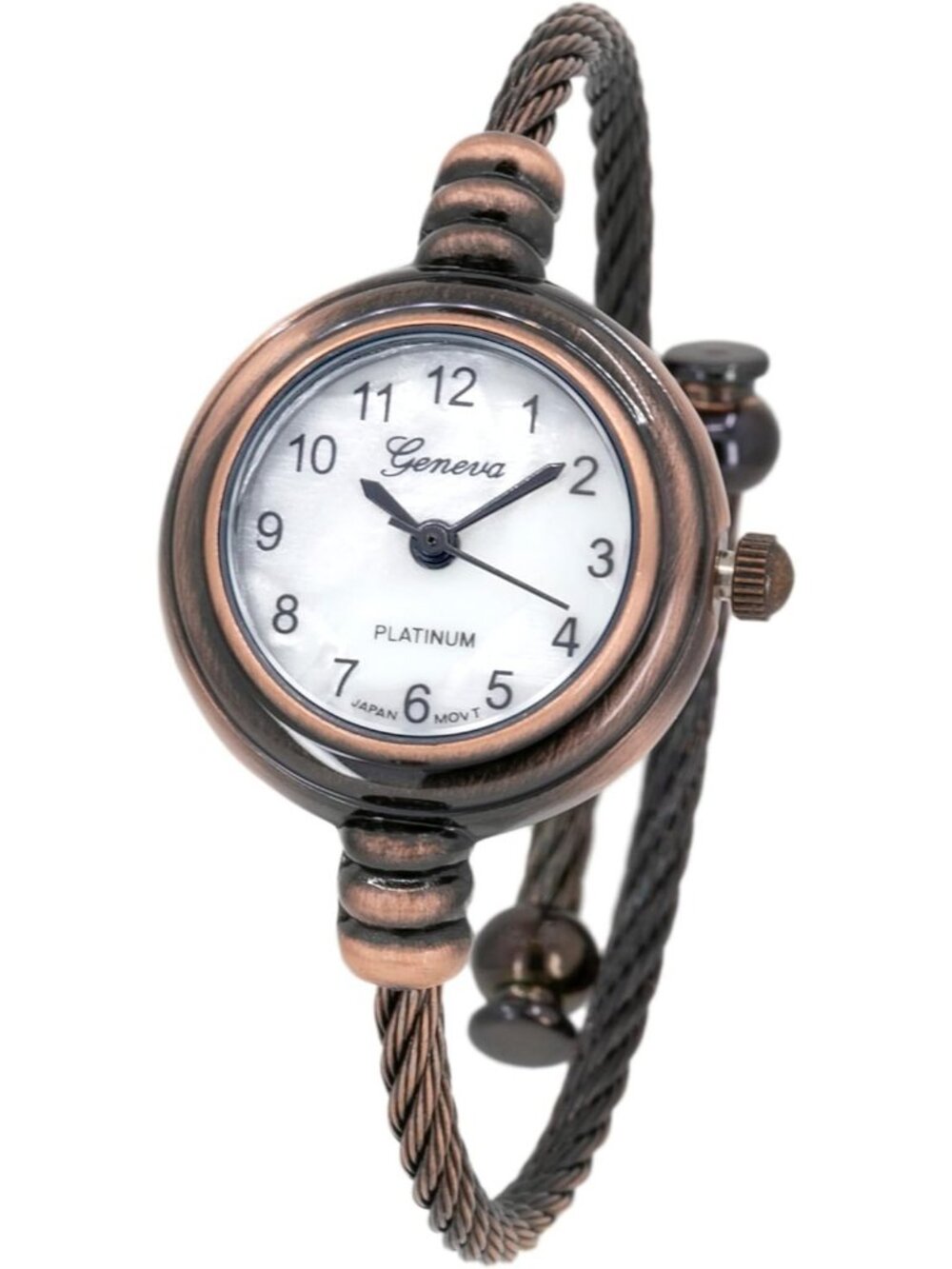Women's Copper Round Analog Display Arabic Numbers 23mm Case Wire Bracelet Watch